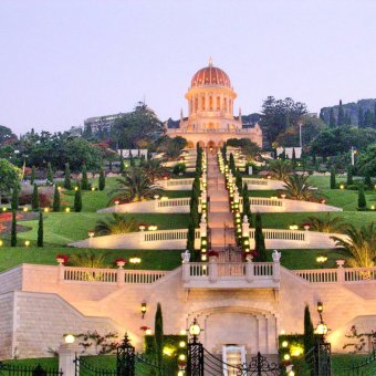 Haifa view to Bahai Gardens in night 2003